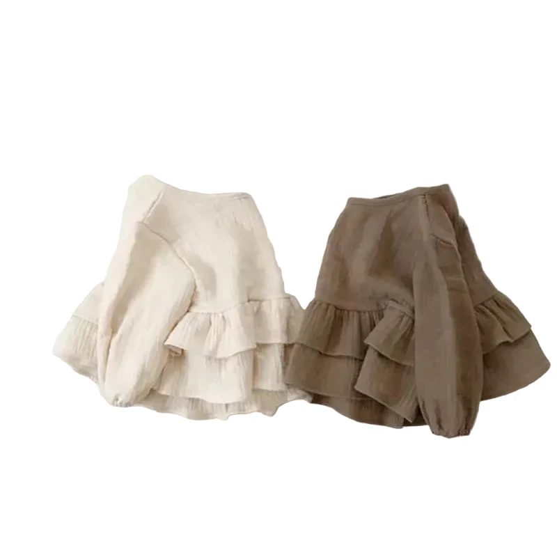 Ruffled Long-Sleeve Cotton Blouse - Kidnor