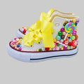 Girls' Rainbow Candy Bling Sneakers - Handmade Pearl Party Shoes
