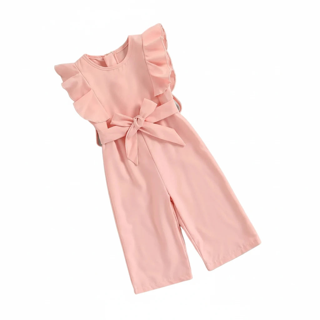 Toddler Girl Off-Shoulder Romper - Solid Color Summer Jumpsuit Ages 1-6