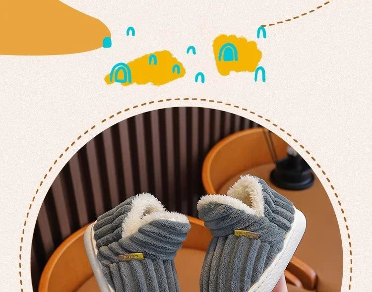 Cotton Shoes Children's Cotton Slippers Winter Warm Bag Home Parent-child Thick Soled Baby