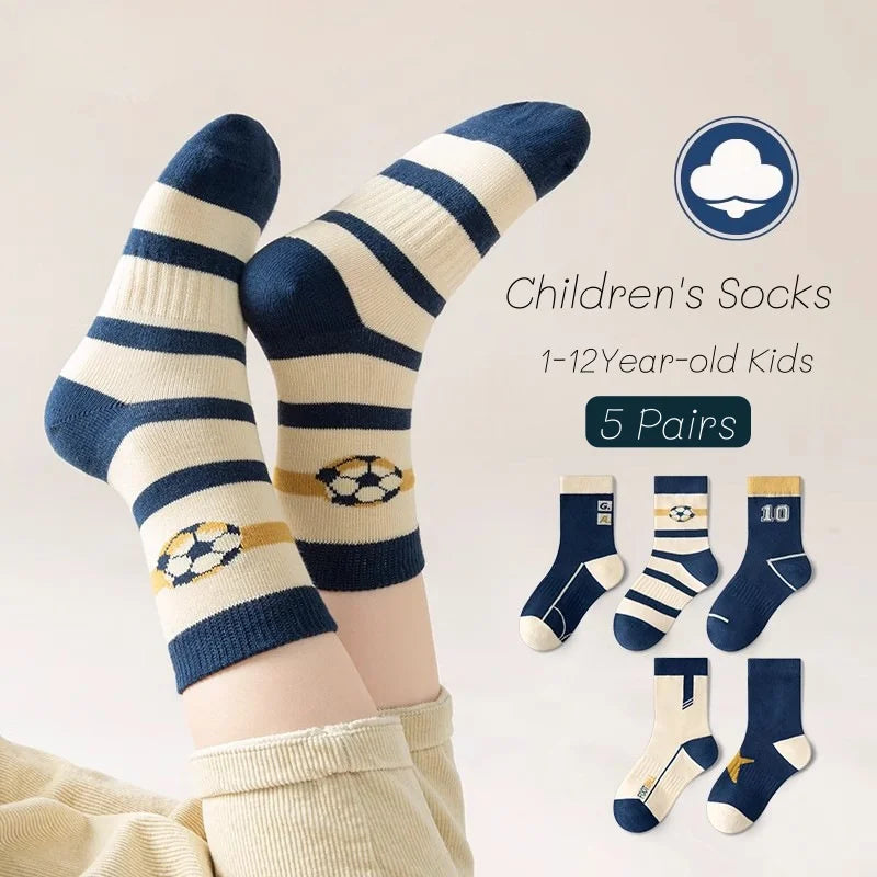 5 Pairs Children's' Socks Cotton