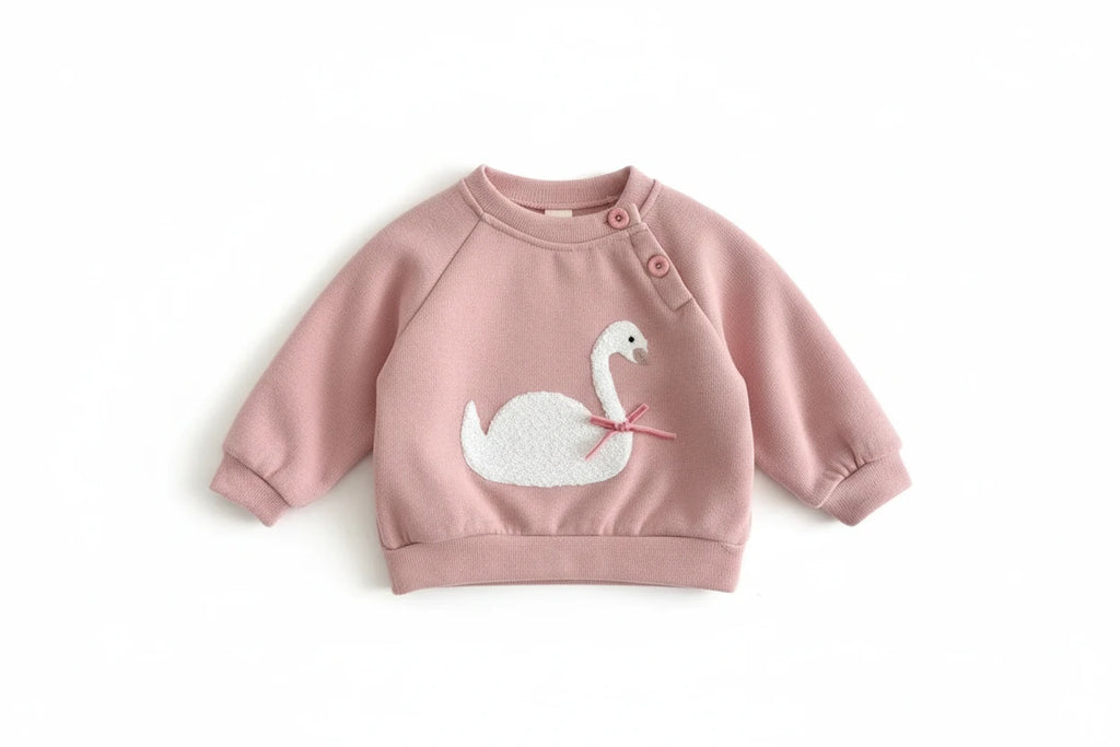Autumn Toddler Baby Girls Outfit Swan Embroidery Long Sleeve Sweatshirt Ditsy Floral Elastic Waist Pants Spring Clothes
