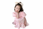 Girls' Embroidered Party Dress - Bubble Sleeve Birthday Dress Ages 1-3