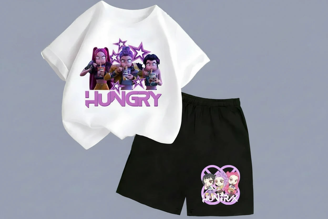 Tricou Kpop Demon Hunters pentru copii - Tricou de vară cu mânecă scurtă cu imprimeu de film