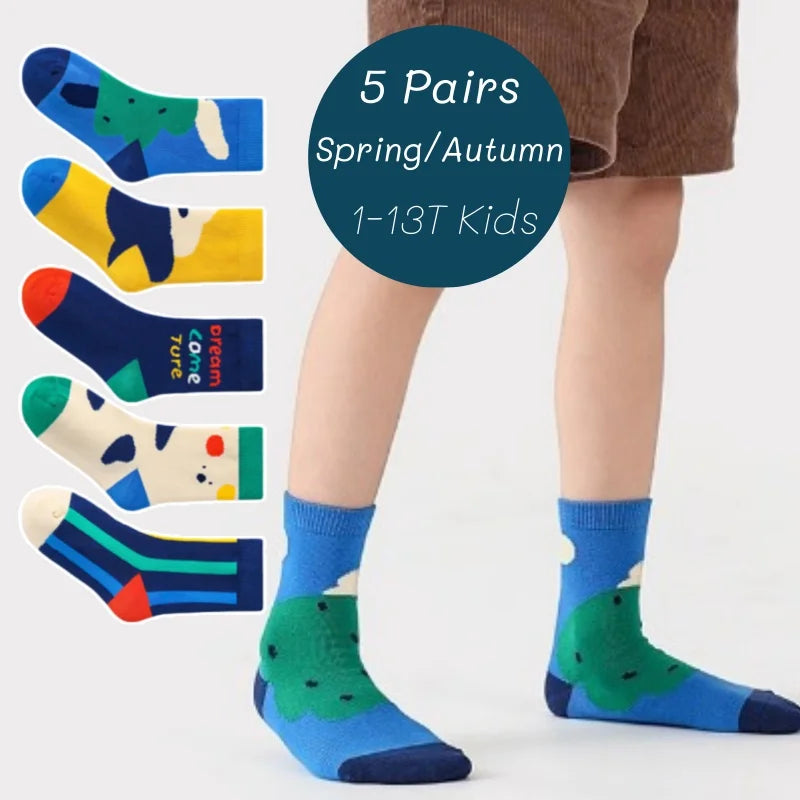 5 Pairs Children's' Socks Cotton