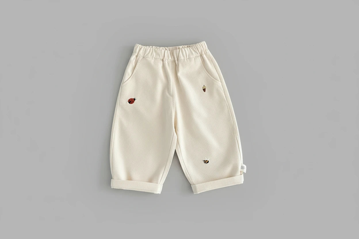 Baby Cartoon Embroidery Harem Pants - Cotton Casual Trousers Ages 1-4