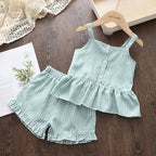 Bear Leader Girls Clothing Sets 2025 Summer Kids Clothes Floral Chiffon Halter+Embroidered Shorts Straw Children Clothing