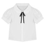 White Cotton Bowknot Blouse - Kidnor