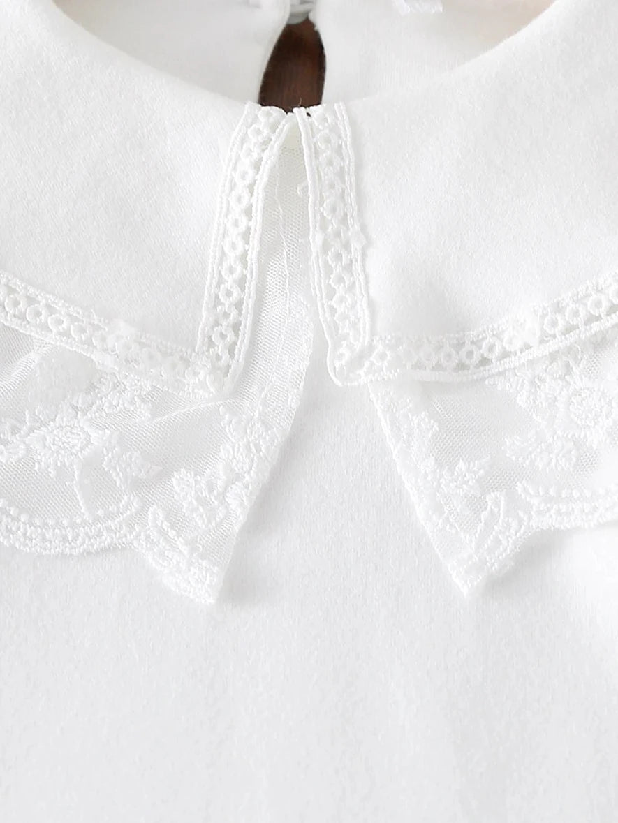 Lace Trim Long-Sleeve Shirt - Kidnor