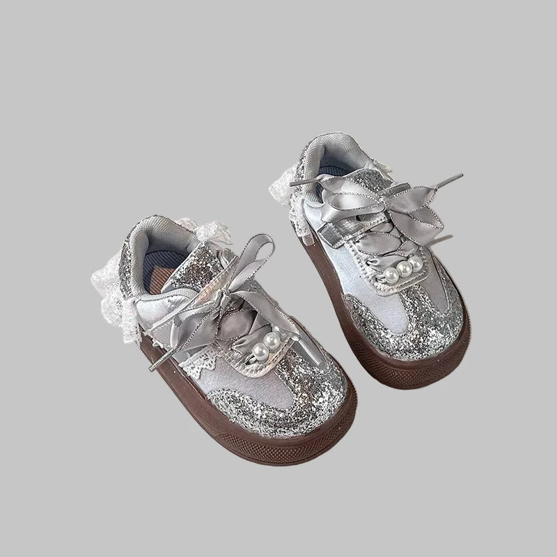 Girls' Sparkling Sneakers - Autumn 2025 Fashion Kids Casual Shoes