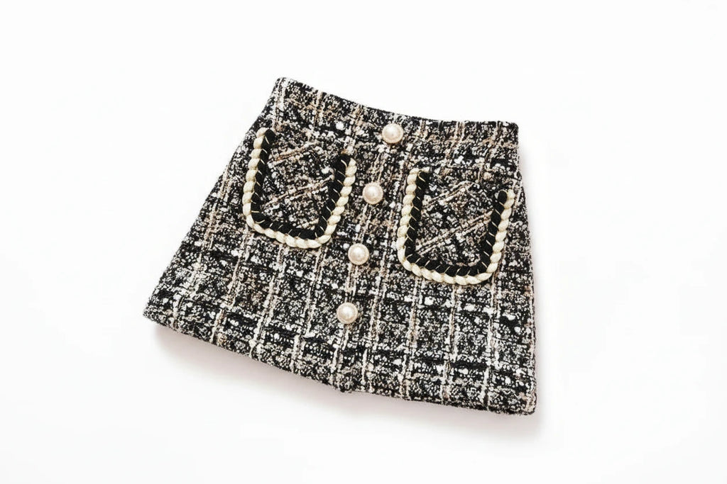 Plaid Knit Skirt - Wool Blend A-Line Plush Lining - Kidnor
