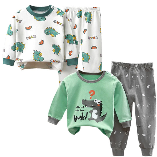 Kids Cartoon Dinosaur Pajamas Set – Soft & Comfortable