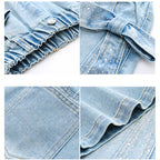 Modische Kinder-Jeans im Streetstyle mit geradem Bein und großer Schleife an der Seite, Strass-Jeans für Mädchen, Schleifenhose