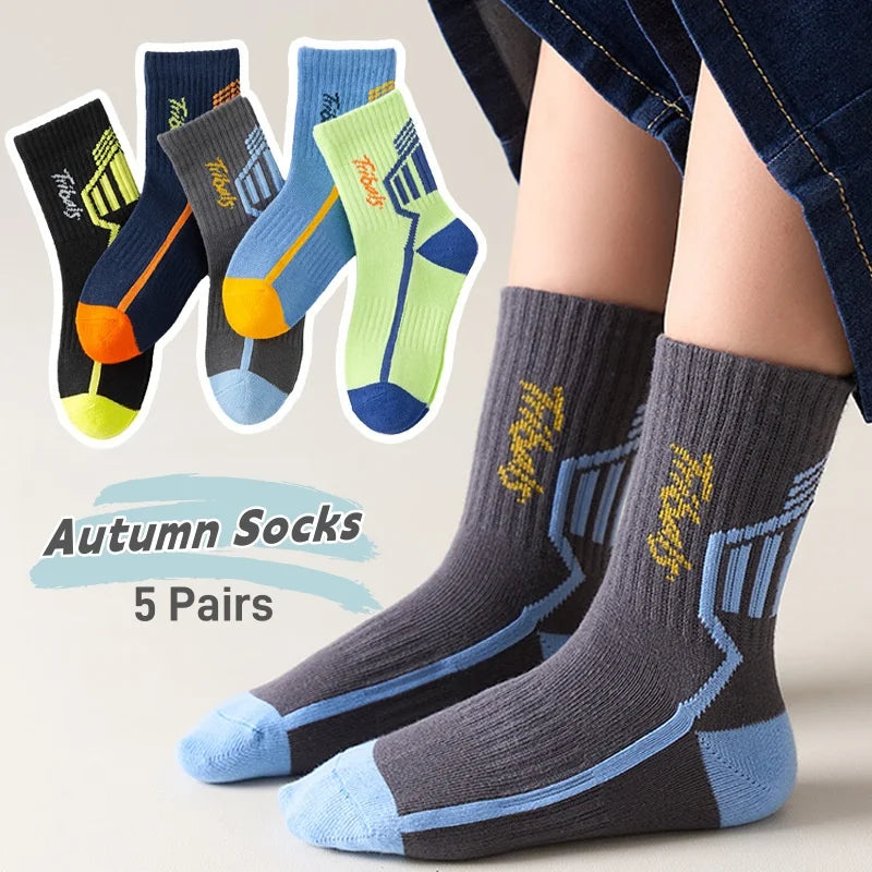 5 Pairs Children's' Socks Cotton