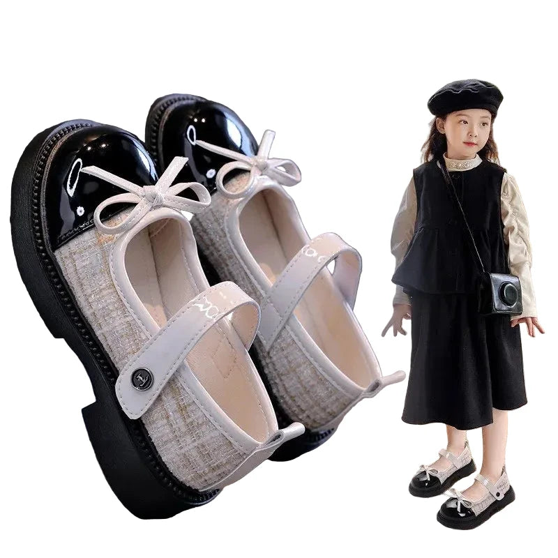 Girls Mary Jane Shoes with Bowknot - Leather Princess Shoes