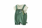 Baby Dinosaur Overalls & Striped T-Shirt Set - 2-Piece Summer Outfit