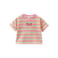 Girls Striped Cotton Short Sleeve Tee - Kidnor