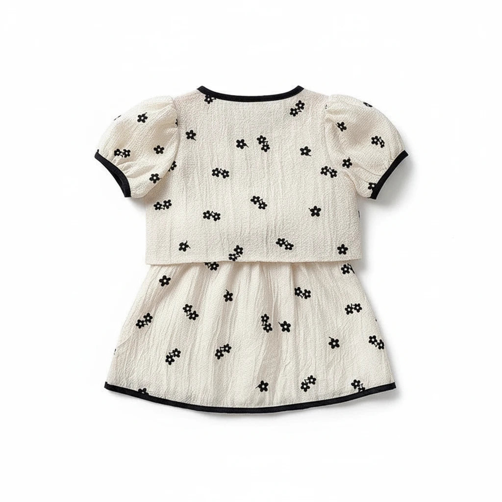 Sommerliches Kurzarm-Shirt-Top & Blumenrock 2-teiliges Set