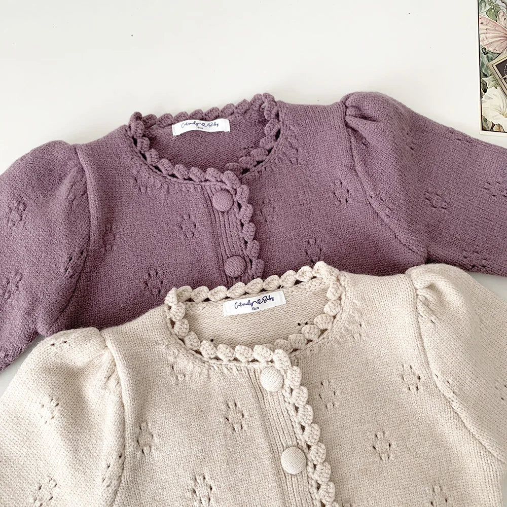 Girls' Knitted Cardigan - Princess Crochet Sweater