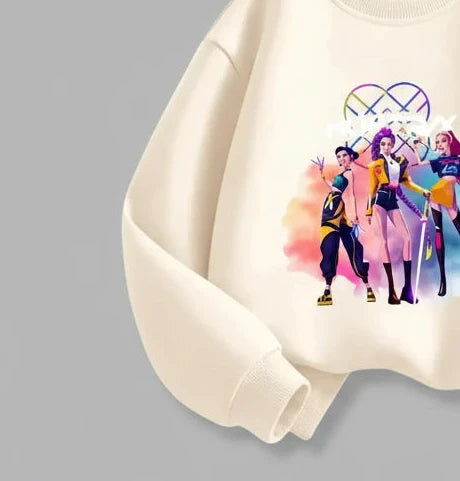 K-Pop Demon Hunters Huntrix Sweatshirts für Kinder, langärmelig, Rundhalsausschnitt