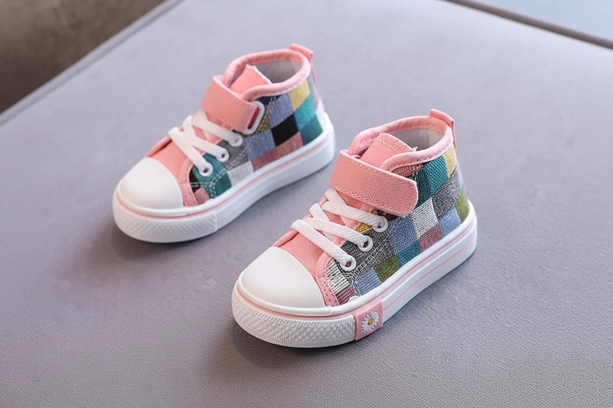 Kids High-Top Lattice Canvas Sneakers - Kidnor
