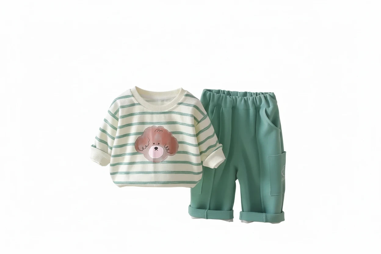 Puppy Print Sweatshirt & Pants Set - Kidnor