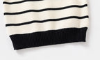 Striped Embroidery Bear Sweater Button Pullover - Kidnor