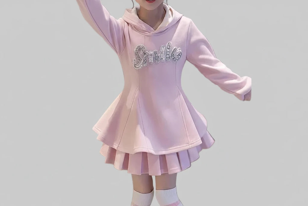 set  sweatshirts and pink pleated skirt - Kidnor