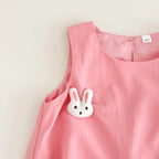 Girls' Rabbit Embellished Princess Dress - Sleeveless Summer A-Line Dress