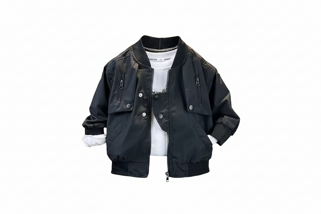 Solid Color Baseball Zipper Jacket - Kidnor