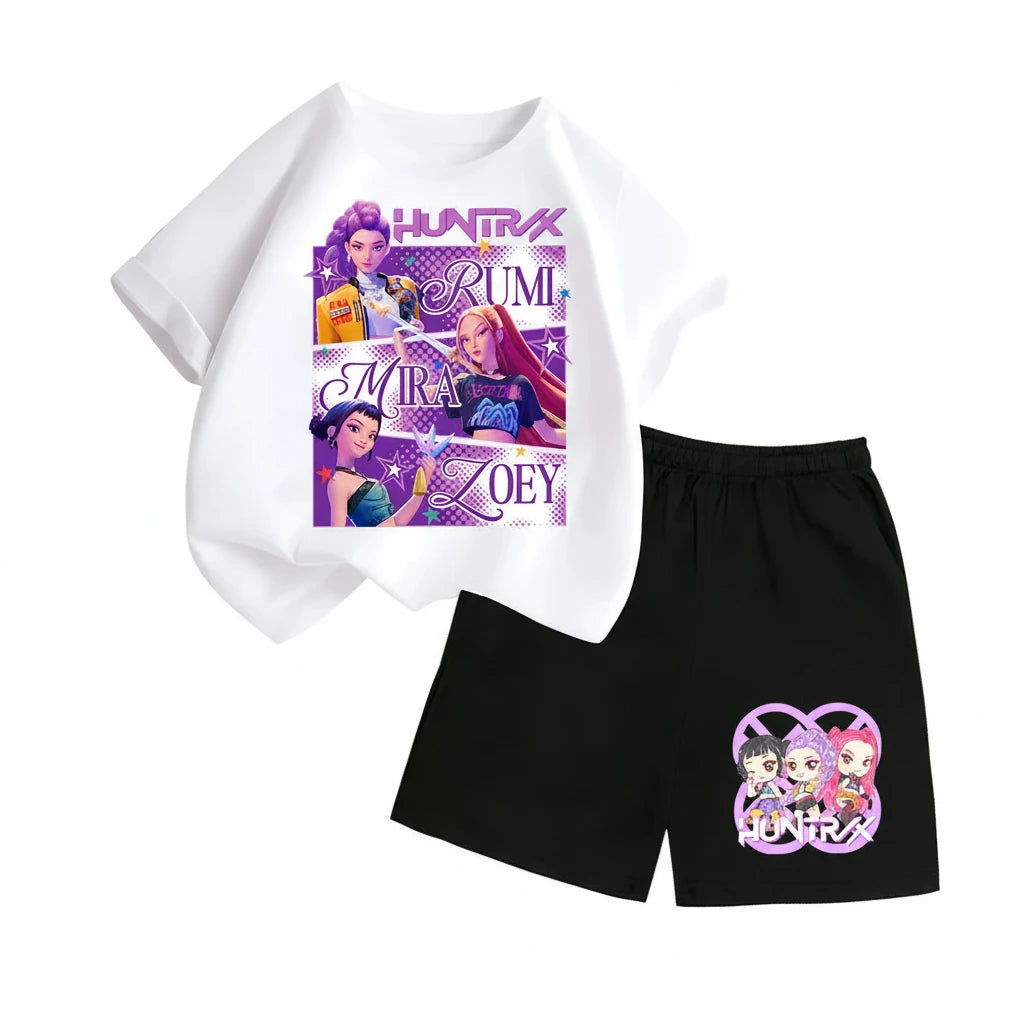 Tricou Kpop Demon Hunters pentru copii - Tricou de vară cu mânecă scurtă cu imprimeu de film