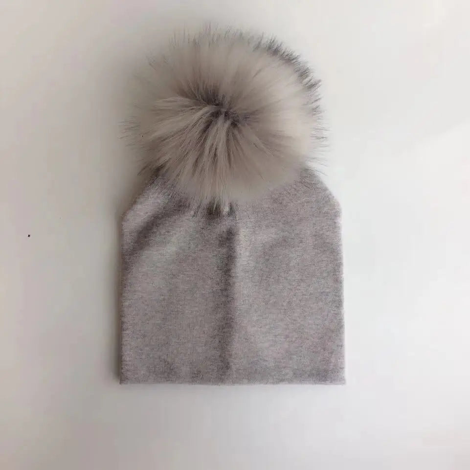 Kids Cotton Pom-Pom Beanie Hats
