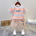 Summer Boys Clothes Children Cotton Strips Causal T Shirts Shorts 2Pcs/set Infant Outfit Kids Toddler Tracksuits 0-5 Years