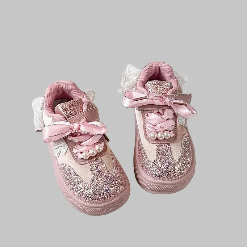 Girls' Sparkling Sneakers - Autumn 2025 Fashion Kids Casual Shoes