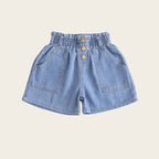 Girls' Denim Shorts - Cotton Elastic Waist Summer Jeans Ages 3-9
