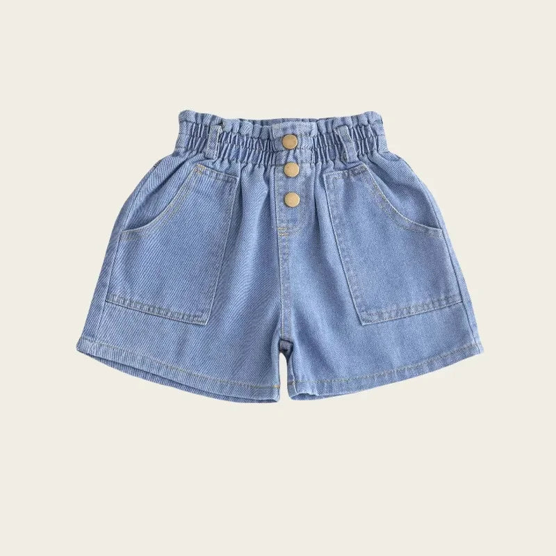 Girls' Denim Shorts - Cotton Elastic Waist Summer Jeans Ages 3-9