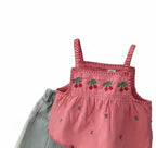 Girls' Cherry Embroidered Shirt & Shorts Set - 2-Piece Summer Outfit