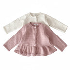 Girls' Knit Cardigan - Solid Color Long Sleeve Coat