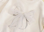 Girls' Bow-Knot Pullover Sweatshirt - Long Sleeve Spring Top Ages 3-6