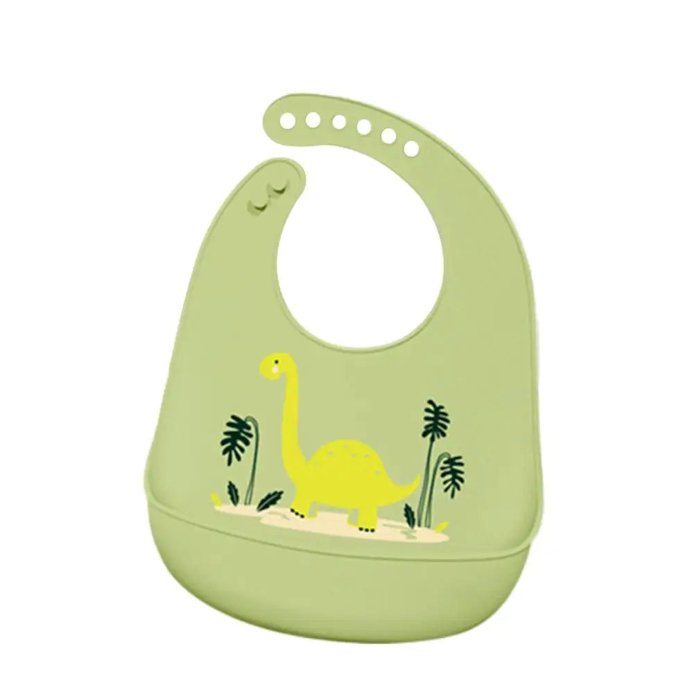 Waterproof Baby Bibs Baby Stuff Cute Cartoon Animal Printed Kids Bib Girl Boy Adjustable Soft Silicone Bib Baby Feeding Stuff