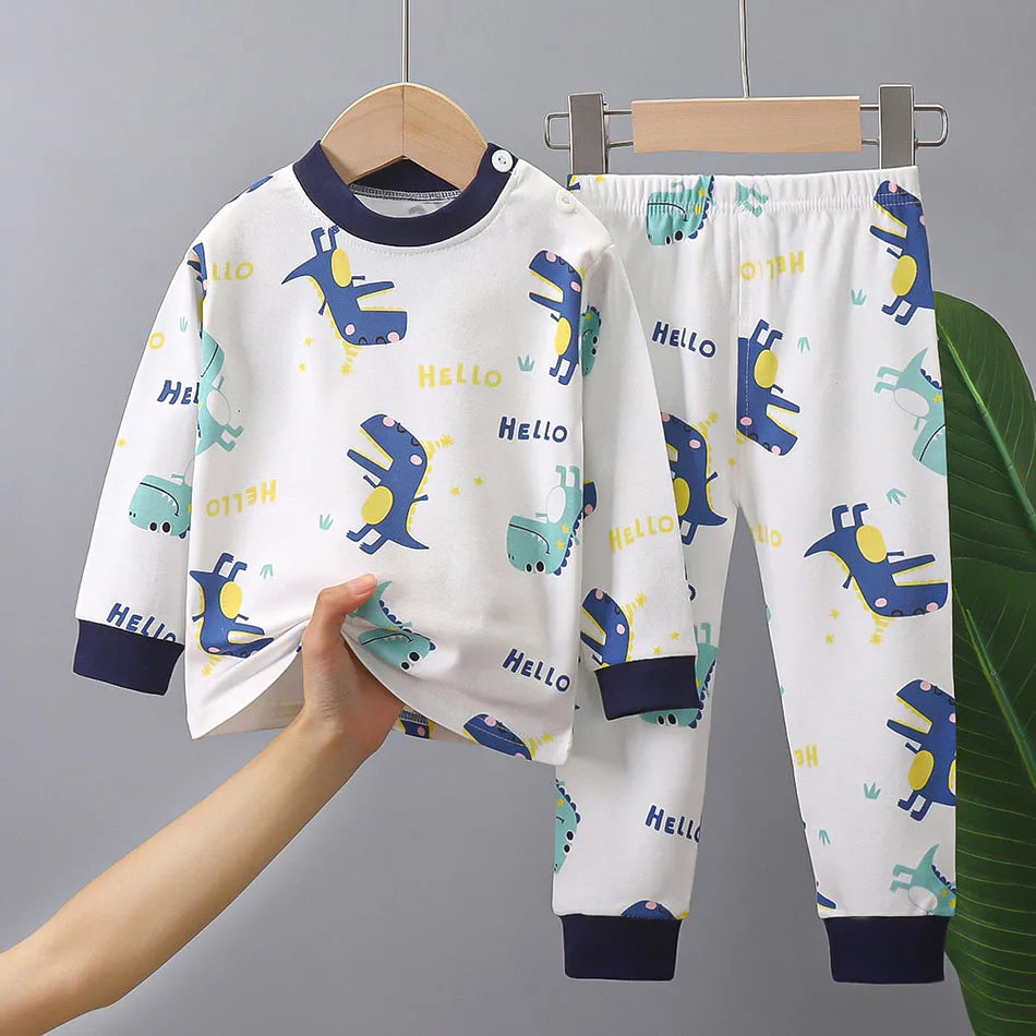 Kids Cartoon Dinosaur Pajamas Set – Soft & Comfortable