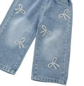 Girls' Korean Style Wide Leg Jeans - Soft Washed Denim Pants