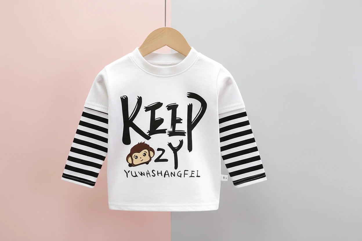Kids Boys Sweatshirt Fake Two Piece Cotton