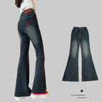 Pantaloni evazați din denim, blugi vintage slăbiți, 10-14 ani
