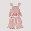 Bow Print Square Neck Top and Shorts Set - Kidnor