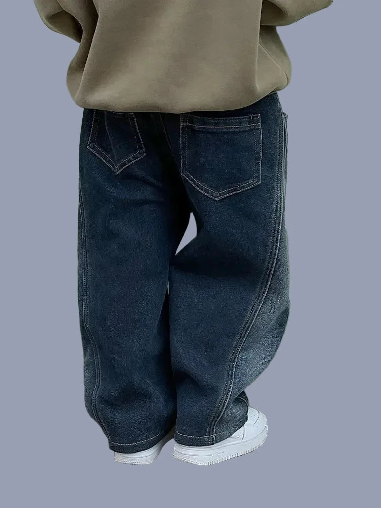2-12Y Childrens Denim Pants Fleece Thickened - Kidnor