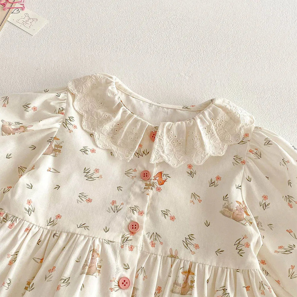 Girls’ Floral Cotton Blouse – Long Sleeve Spring Top