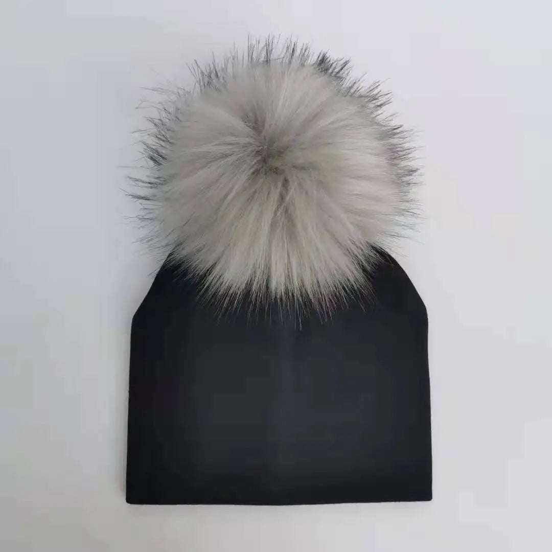 Kids Cotton Pom-Pom Beanie Hats
