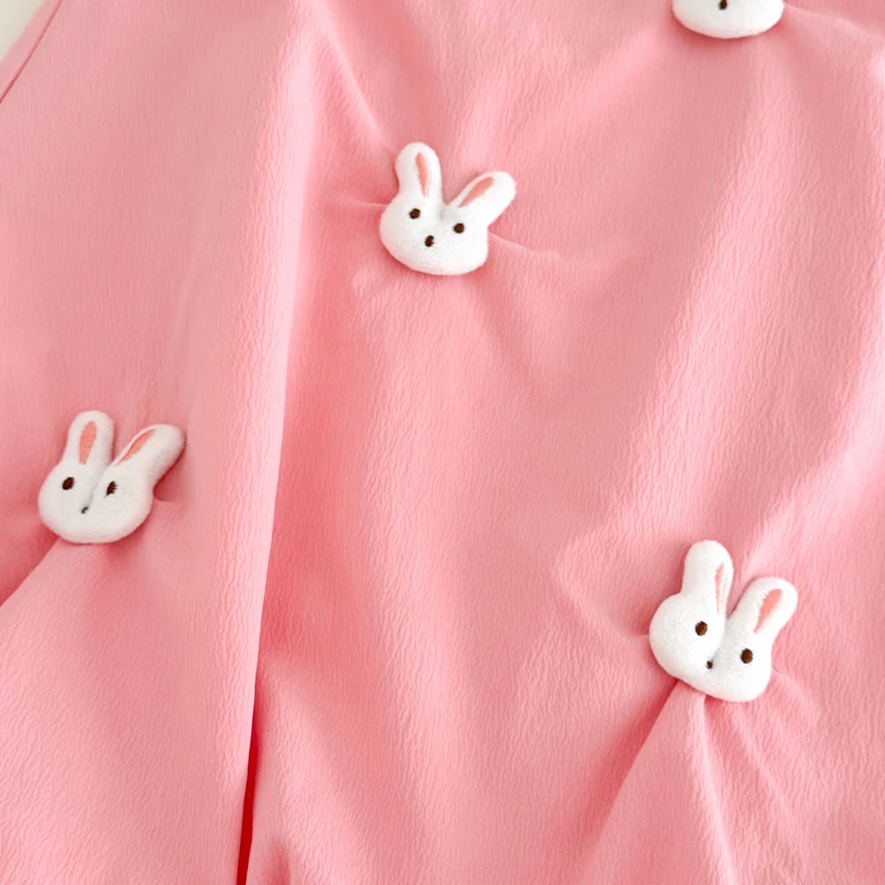 Girls' Rabbit Embellished Princess Dress - Sleeveless Summer A-Line Dress