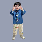 Boys' Japanese Style Cartoon Shirt - Soft Cotton Autumn Winter Top
